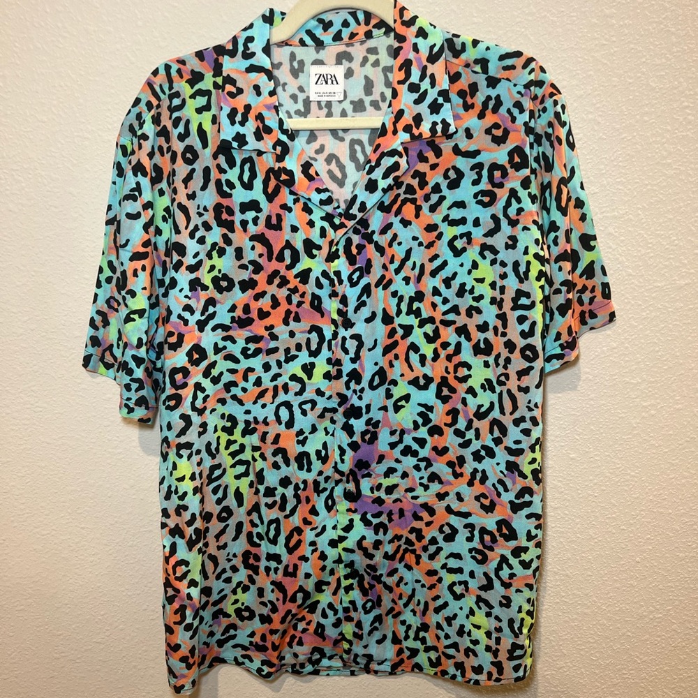 ZARA MEN Animal Print Shirt Size Small